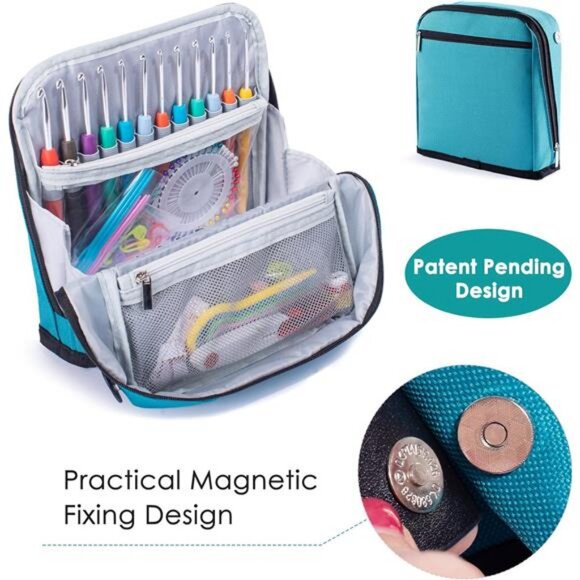 Crochet Hook Case Empty - Crochet Hook Organizer Case Stand Up Unique Design - Picture 3 of 7